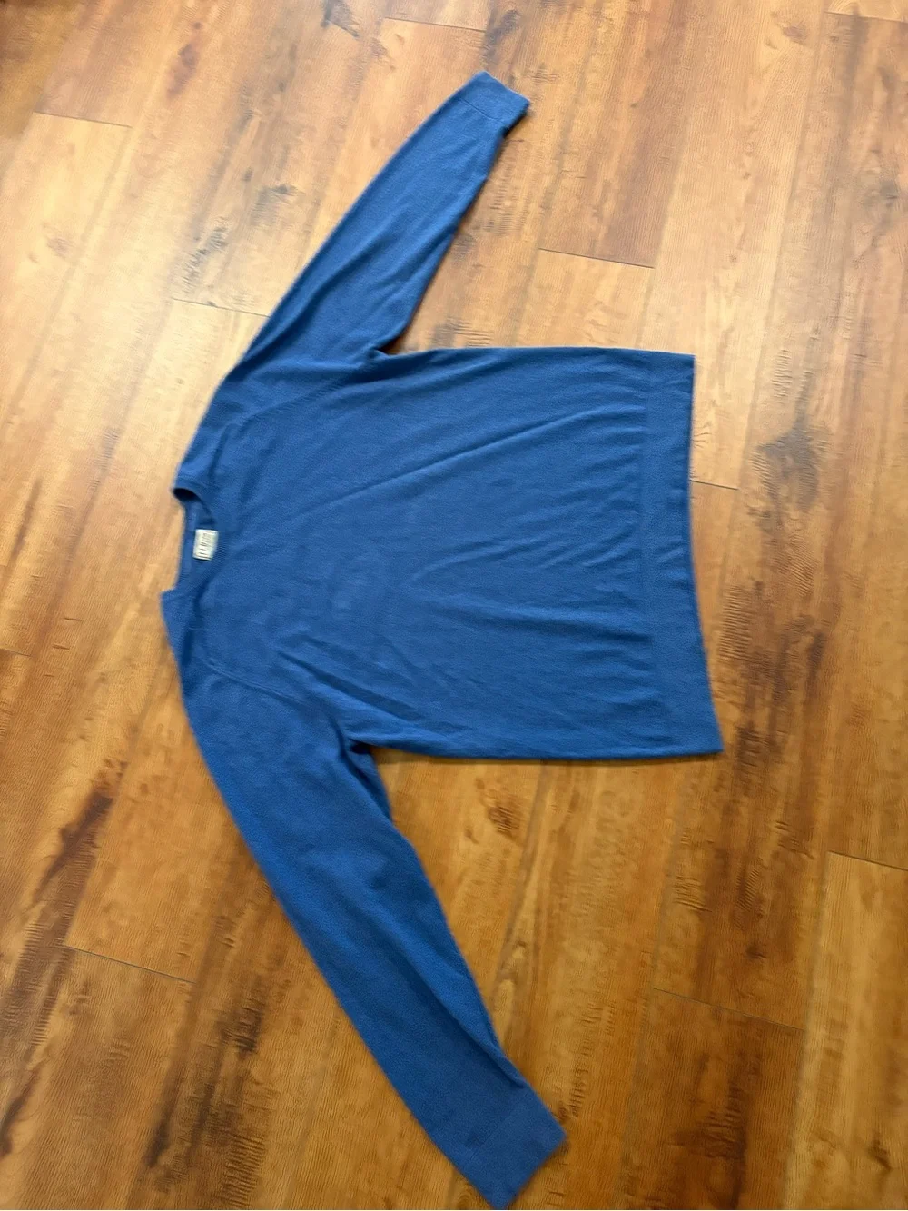 L.L.Bean Cotton Cashmere Sweater XL Reg Blue Crewneck Raglan Men